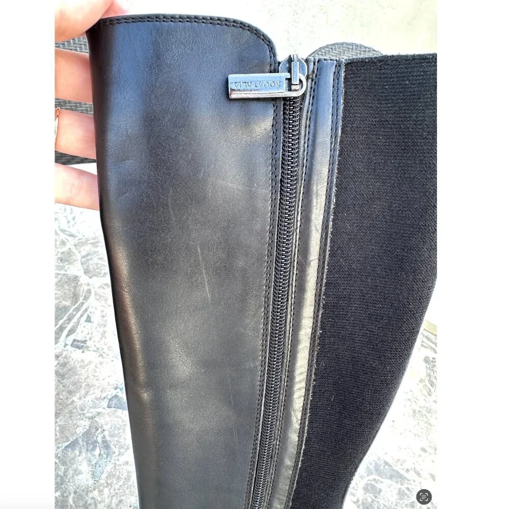 Aquatalia Olita Weatherproof Black Leather Riding Boots - 6 - Picture 11 of 11